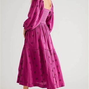 Free People Fuchsia Long Sleeve Dress